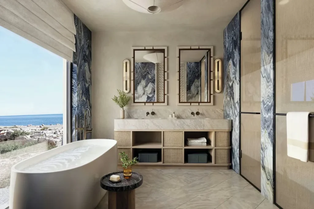 Luxuriöses Badezimmer einer Suite im Amoh, a Luxury Collection Resort, Rhodes