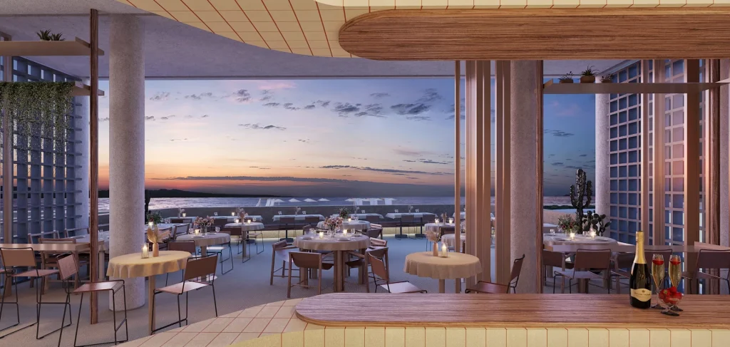 Bianco Resto im Nissos Dunes Resort auf Korfu mit Meerblick bei Sonnenuntergang